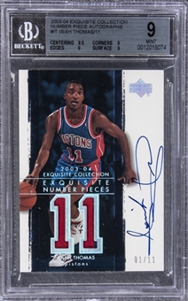 2003-04 UD "Exquisite Collection" Number Piece Autographs #IT Isiah Thomas Signed Game Used Patch Card (#01/11) - BGS MINT 9/BGS 10